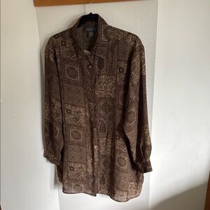 Brown Patterned Button-Up Shirt